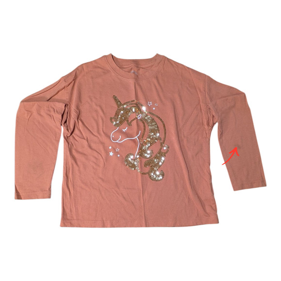 Wonder Nation - Girls Long Sleeve Shirt- Size S 6x - Sequence Sparkling Unicorn - Picture 1 of 9